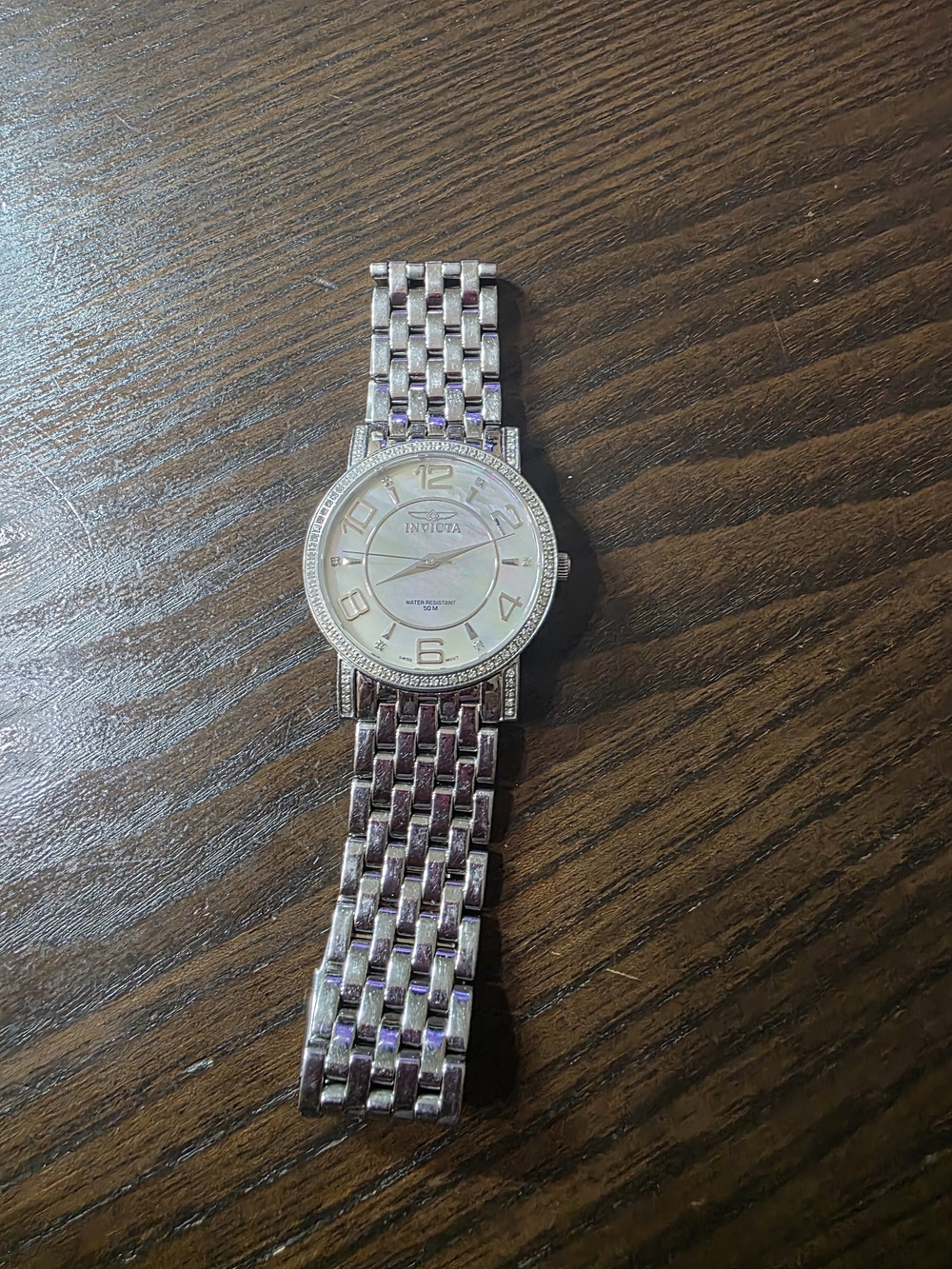 Invicta Silver-Tone Men's Bracelet Watch with Mother-of-Pearl Dial